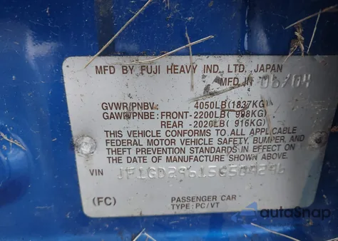 2005 Subaru Impreza Wrx from USA, damaged, VIN JF1GD29615G509296